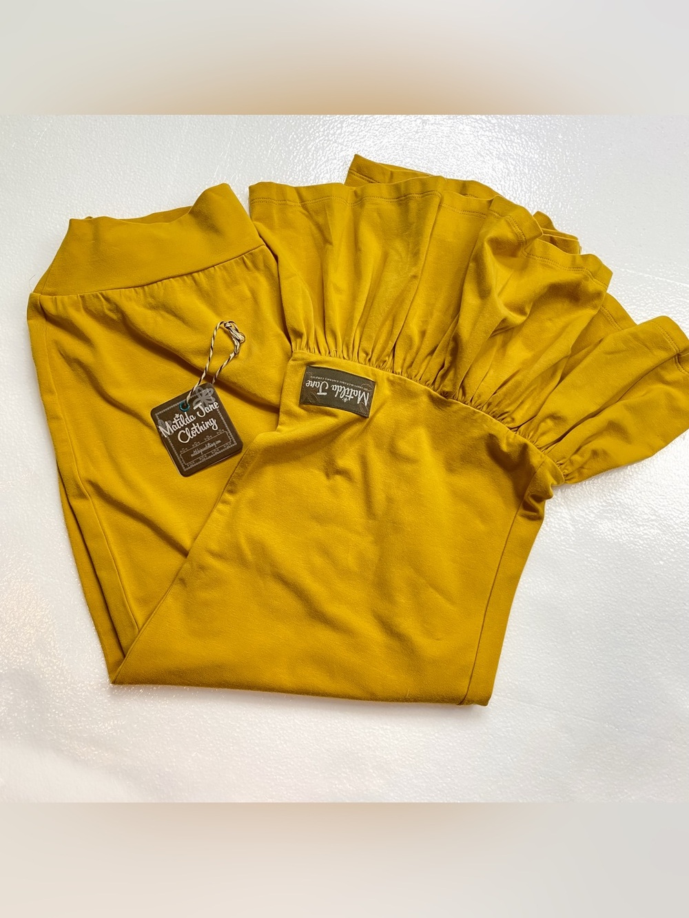 Matilda Jane Women’s Goldenrod Staycation Big Ruffles Pants Size Medium NWT